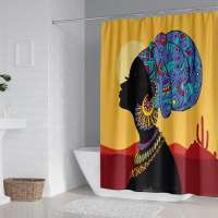 i@home hot sale colorful polyester wholesale 3d african women printed shower curtains set