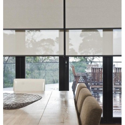 100% polyester combi 28mm blackout dual layer sided fabric fireproof waterproof shower double roller blinds